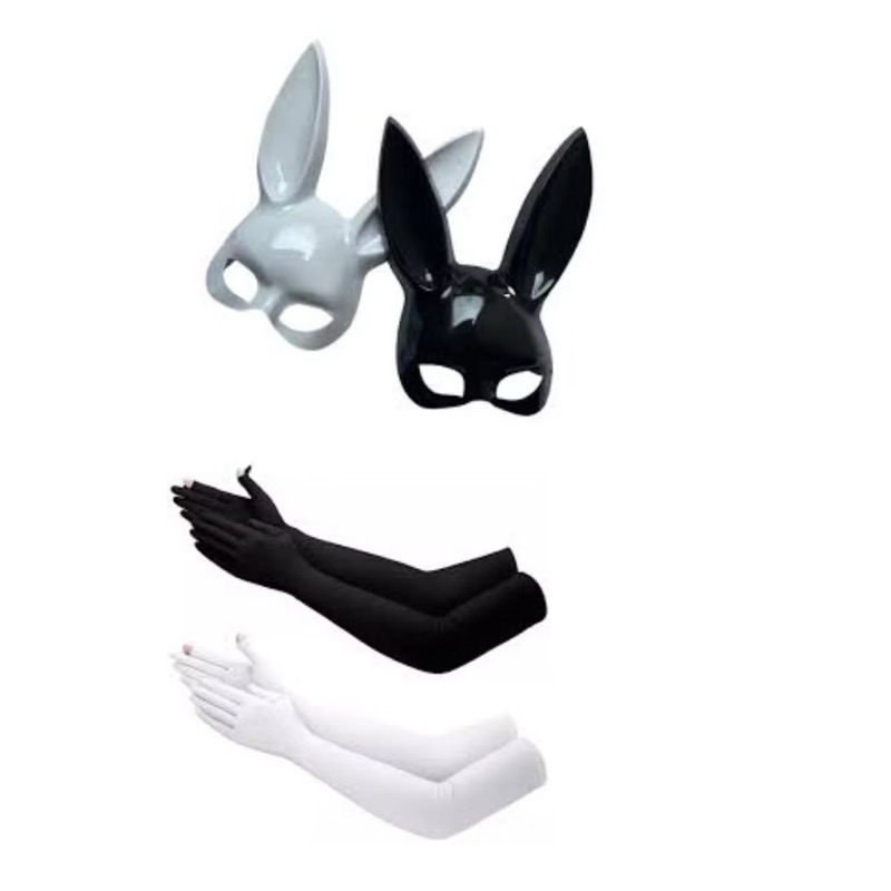 Kit Máscara Coelho + Luvas Tecido Longas Festa Fantasia Páscoa em Oferta na Shopee