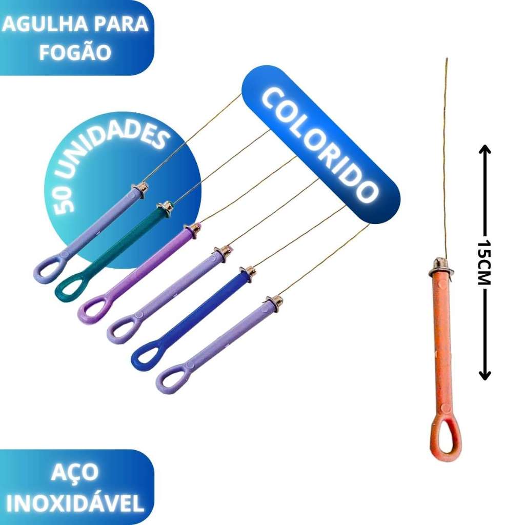 Kit 50 Agulhas Para Desentupir Boca de Fogão Limpeza Pacote