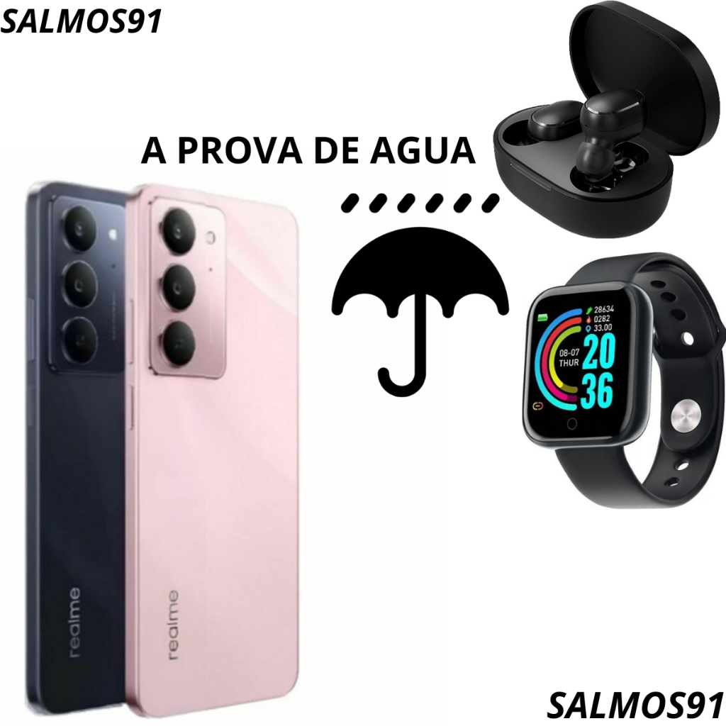 Celular Realme C75x NFC IP69 256GB 8GB RAM DUAL SIM + Fone e Smartwatch