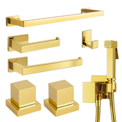 Kit Acessórios Banheiro Dourado Autocolante+ Ducha Higiênica e Acabamento Padrão Deca 1/2 3/4 Luxo