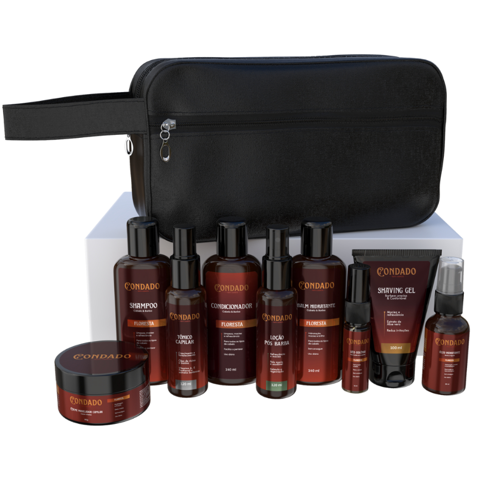Kit Barba Masculino Completo Necessaire Shampoo Condicionador Modelador Balm Óleo Tônico Pós Barba
