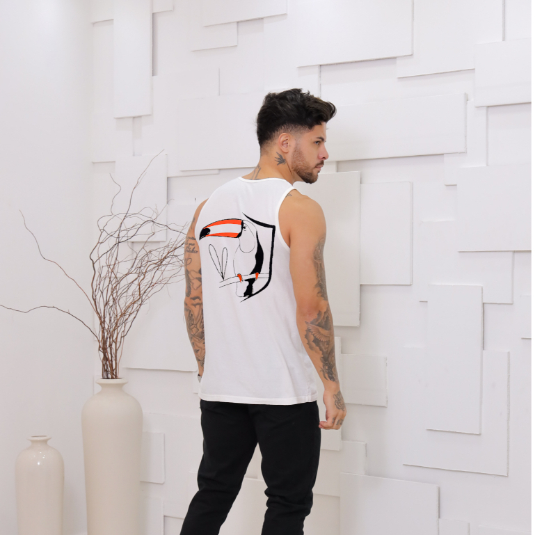 Regata cavada normal estampada masculino verão com costura malha lavada estonada tucana em Oferta na Shopee