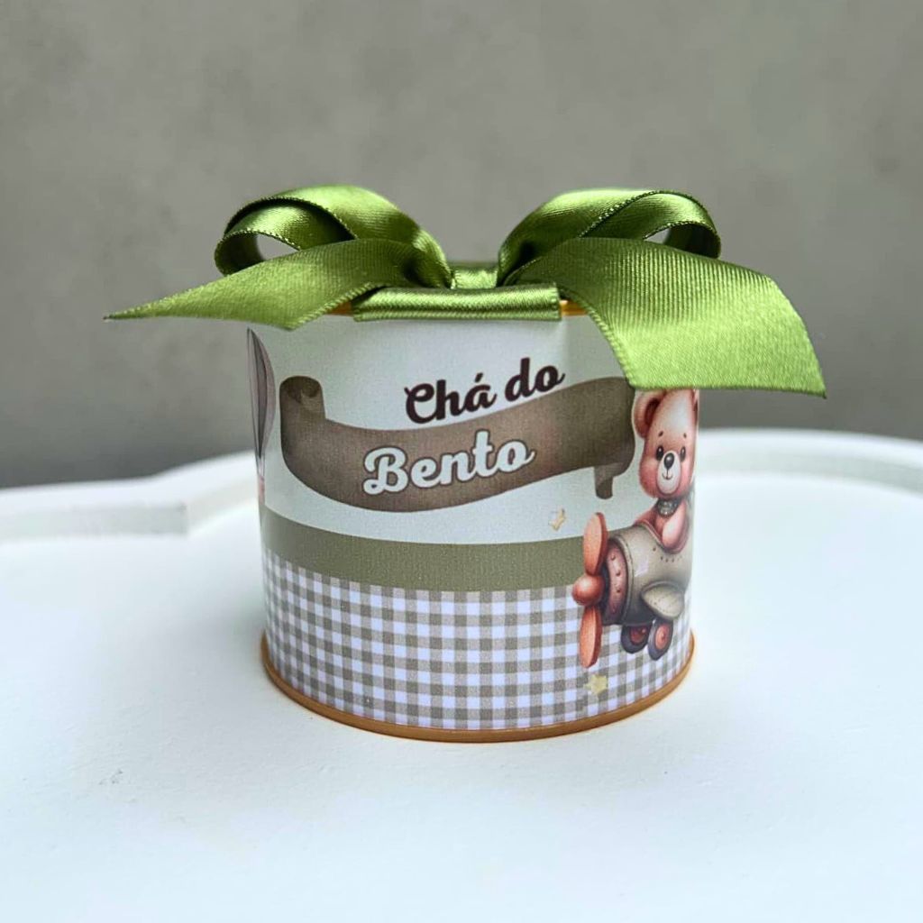 Kit Tubolatas personalizadas 5×6 - Lembrancinha Chá de Bebê Ursinho - Lembrancinha personalizada Ursinho Baloeiro