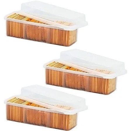 OFERTA KIT 1 2 E 3 Unidades Porta Biscoito e Torrada com Divisória Transparente Nitron em Oferta na Shopee