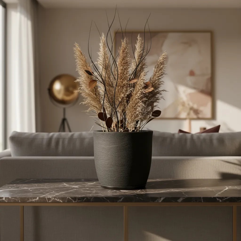 Vaso Planta Polietileno Grafiato Flor Bojo Redondo N1 Vaso Decorativo Sala Casa Jardim Varanda Hall