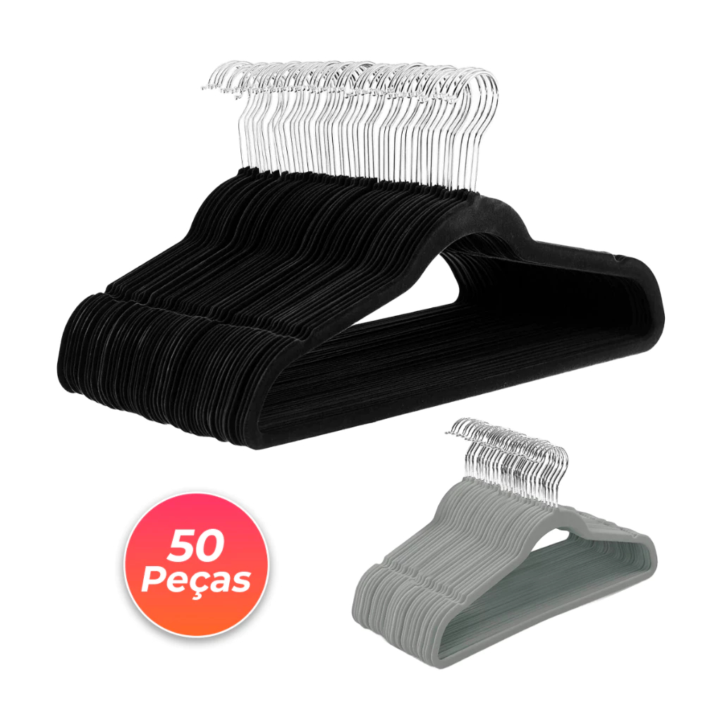 Kit Cabides Veludo Para Roupas Adulto 50 Unidades Fino Resistente