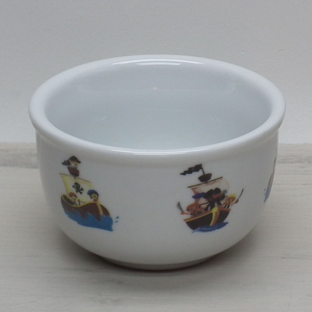 Molhadeira de Porcelana Cumbuca Bolw  Piratinhas para Kit Higiene Bebe
