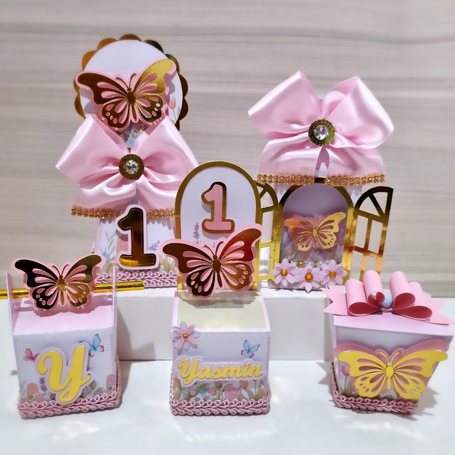 Kit Lembrancinha Jardim das Borboletas Personalizados Decoração Festa infantil Caixinha Jardim das Borboletas Papelaria