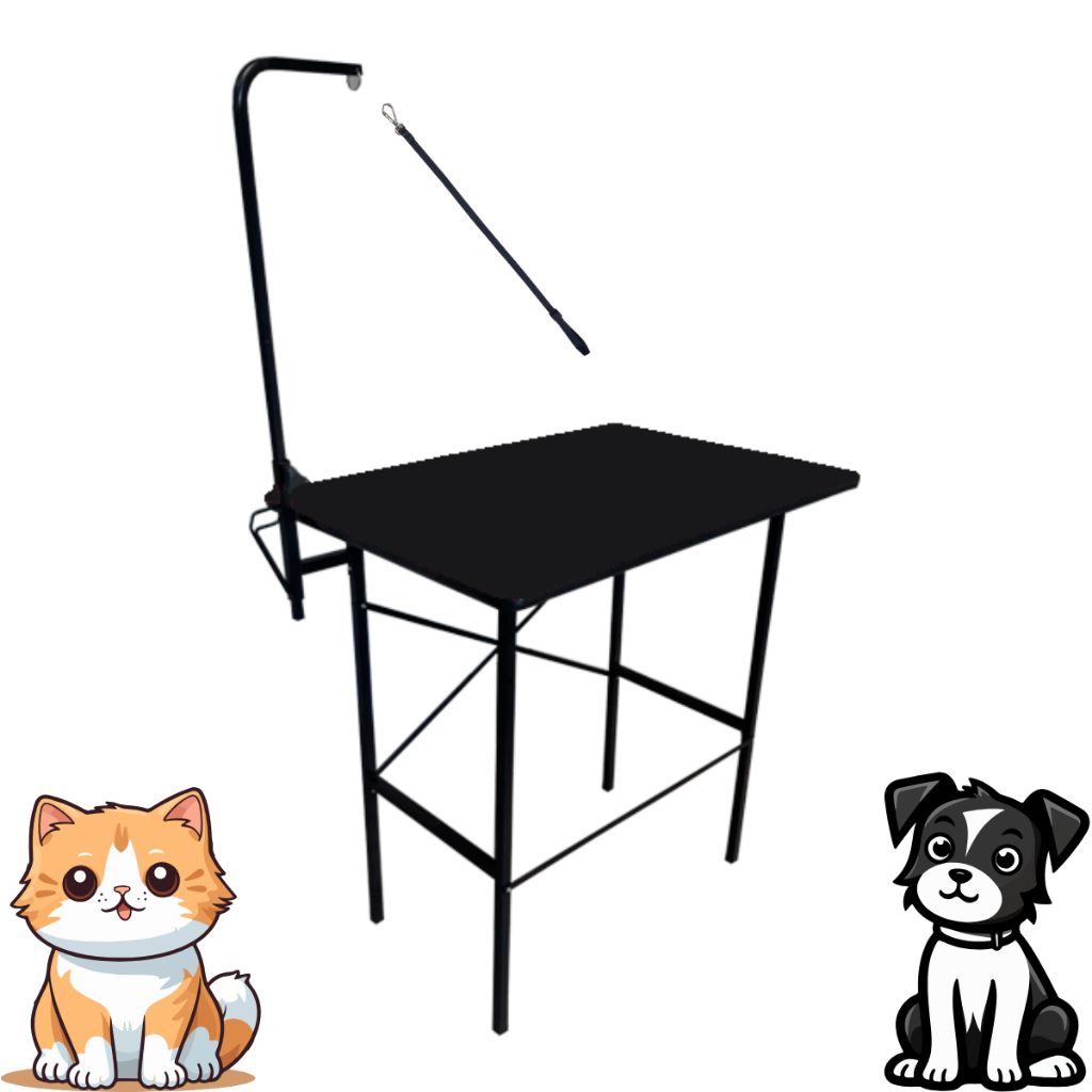 Mesa Fixa Resistente Banho e Tosa com girafa e guia PRETO em Oferta na Shopee