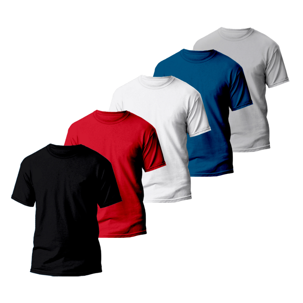 Kit 5 Camisa Camiseta Masculina Lisa Básica Algodão Sortida Academia treino
