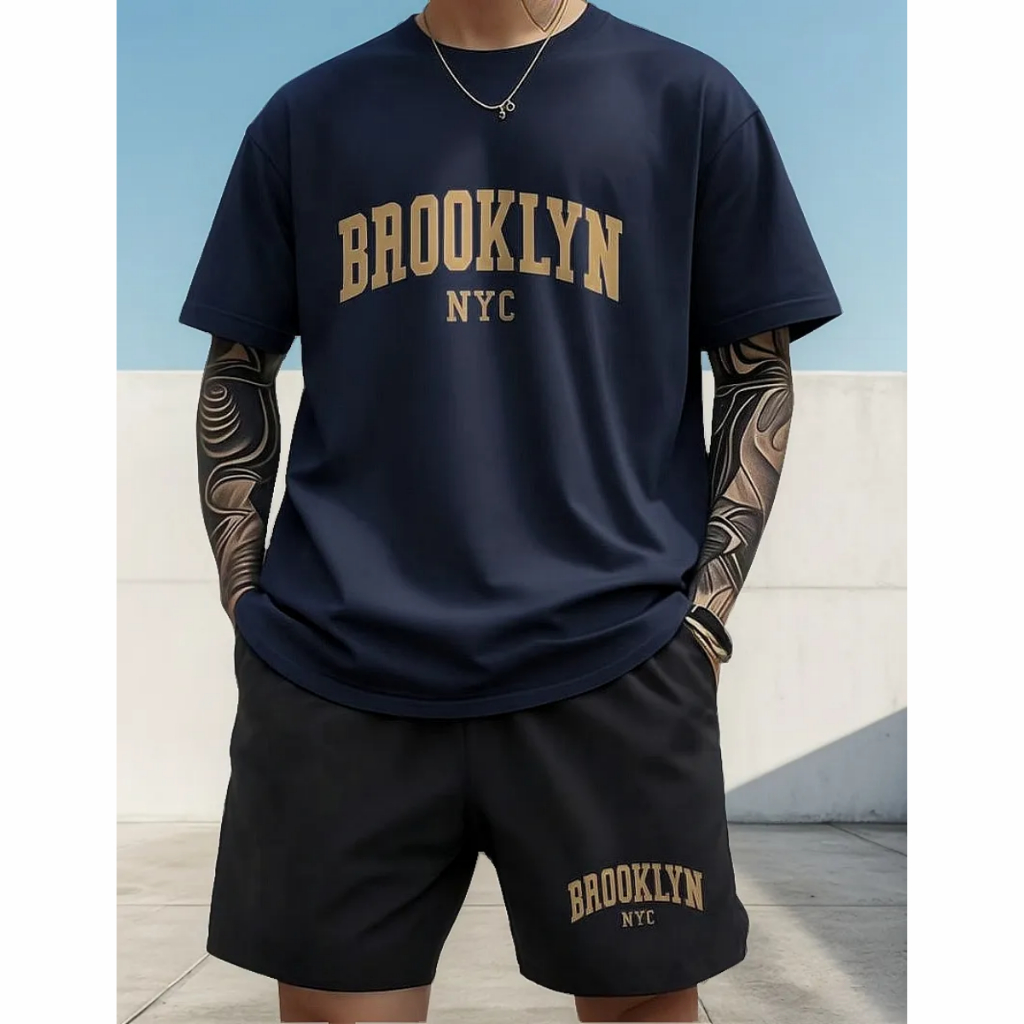 Kit Camiseta e Short Tectel Bermuda e Camisa 100% Algodão Masculino Conjunto Moderna Estilosa Elegante