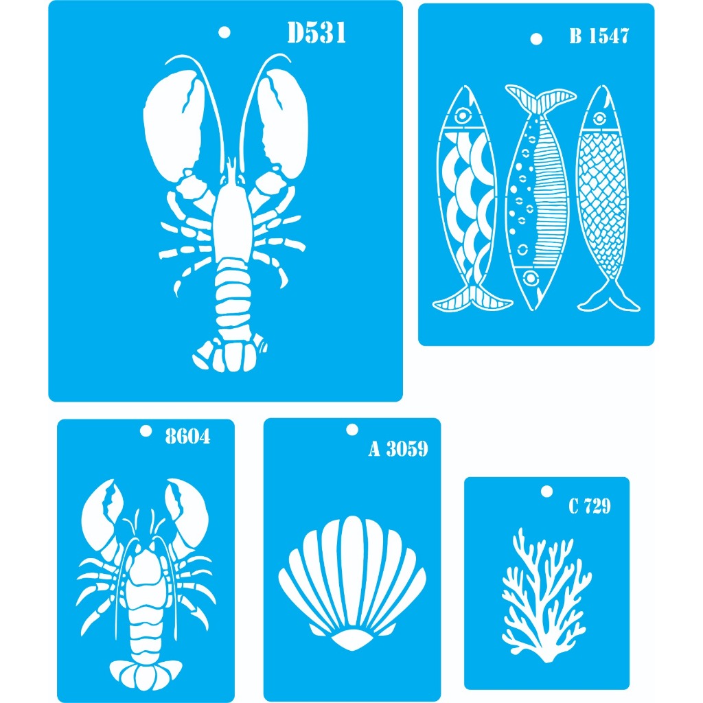 Kit 5 Stencil Marinho Diversos Tamanhos e Figuras em Oferta na Shopee