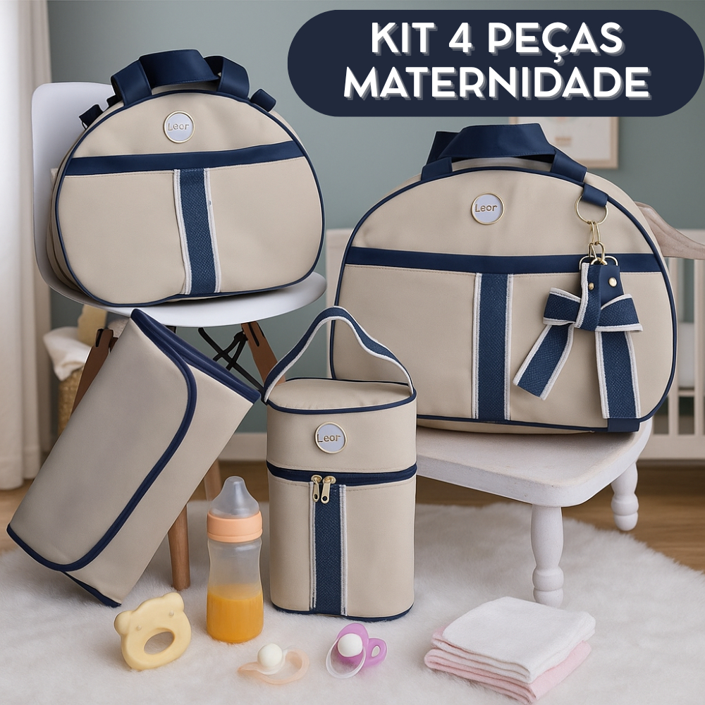 Kit 4 peças Saída Maternidade Bolsa de Bebê Menina Menino