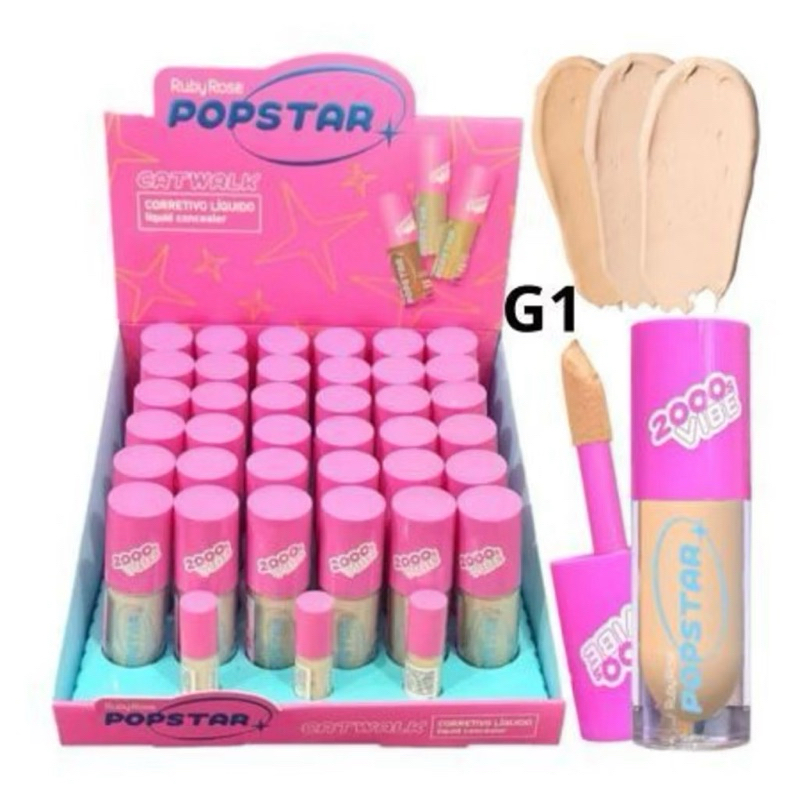 Ruby Rose Corretivo Líquido Catwalk Popstar Alta Cobertura Neutraliza e Camufla Manchas 2000Vibes HB-M603 em Oferta na Shopee