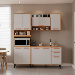 Cozinha Compacta 190cm em MDP Nápoles Off White com Espaço para Forno Itatiaia