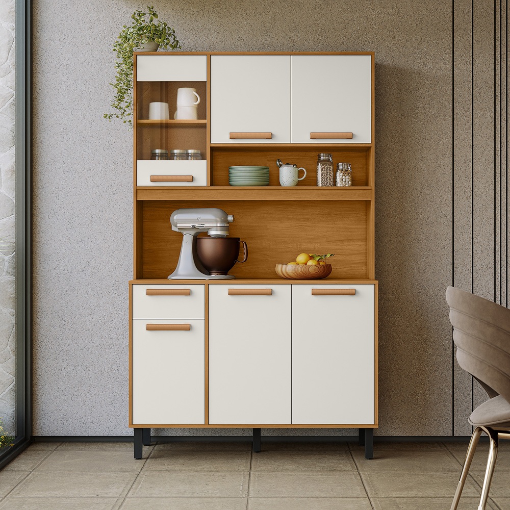 Armário de Cozinha Compacta 120cm Nápoles Off White Madeira Itatiaia