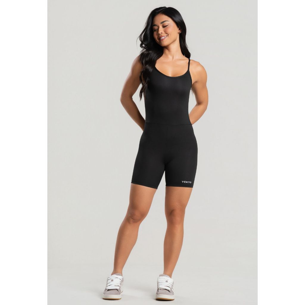Macaquinho Fitness Blackout Alcinha Slim Sem Transparência Academia Macacão Crossfit