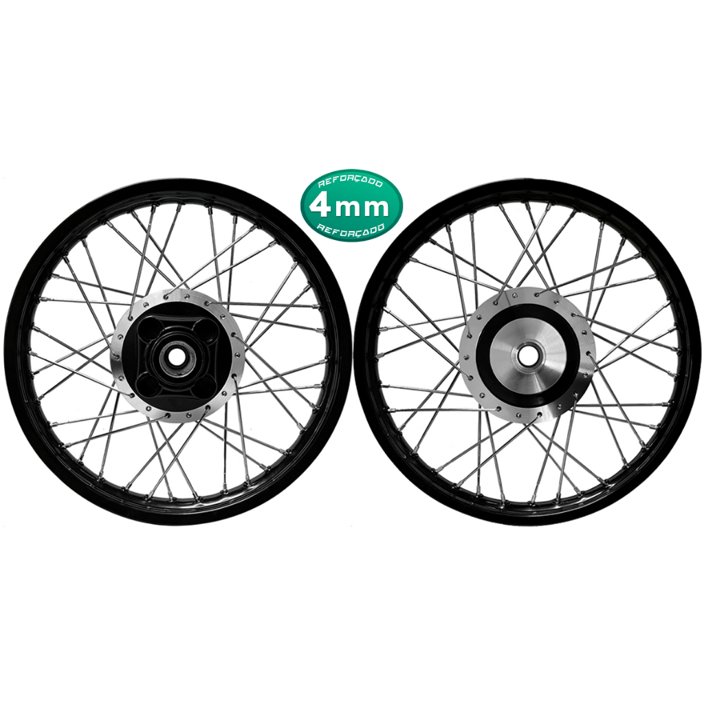 Par Aro Preto Roda Raio 4mm Cromado Titan 125 00/04 Fan 125 05/08 Ks Cubo Diamantado