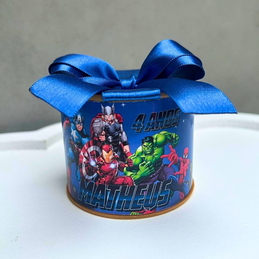 Kit Tubolatas personalizadas 5×6 - Lembrancinha aniversário Super Heróis - Lembrancinha personalizada Super Heróis