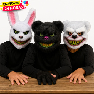 Máscaras LUXO Halloween Assustadoras Realistas - Coelho ou Urso Decoração Cosplay em Oferta na Shopee