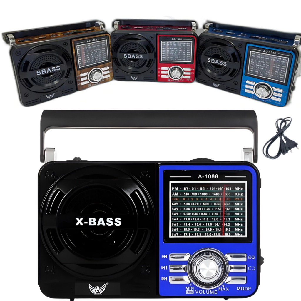 Rádio Radinho USB À Pilha E Tomada Am Fm Sw Pendrive Com Sd Música