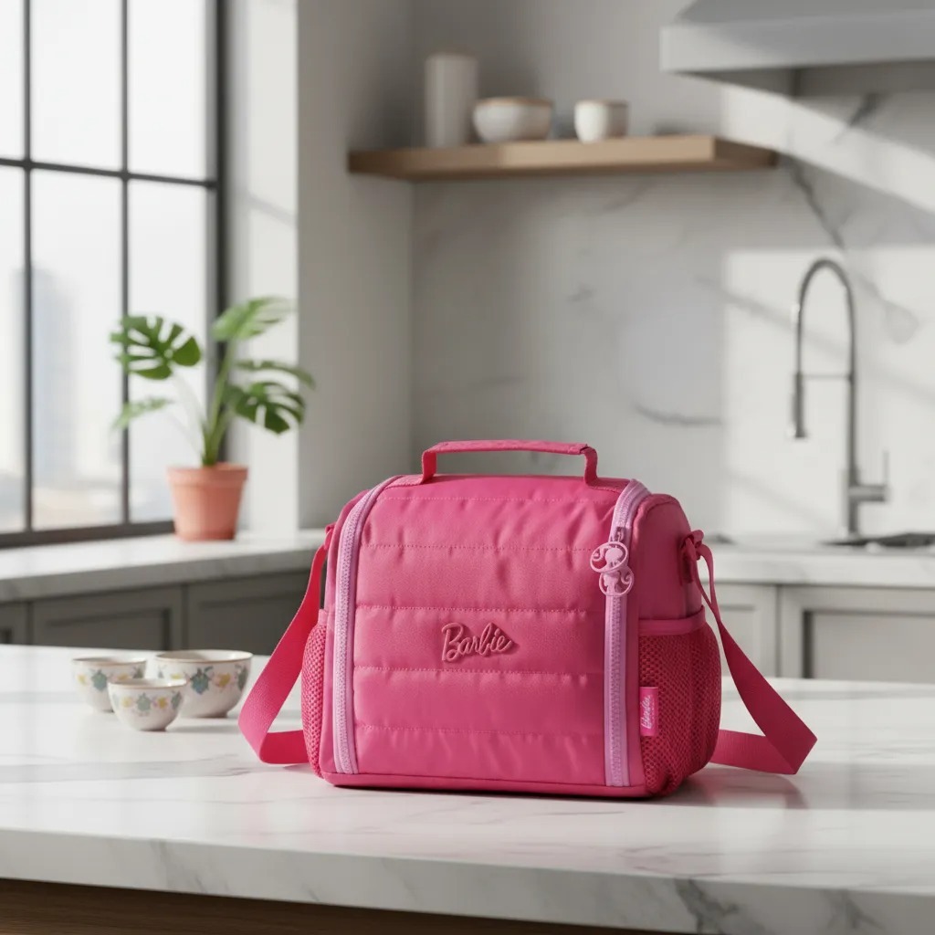 Lancheira Térmica porta marmita Barbie Rosa com Alça e Bolso Telado Oficial em Oferta na Shopee