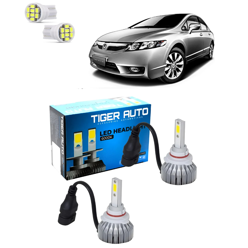 Kit Super Led Honda New Civic Super Led Farol De Milha 6000K