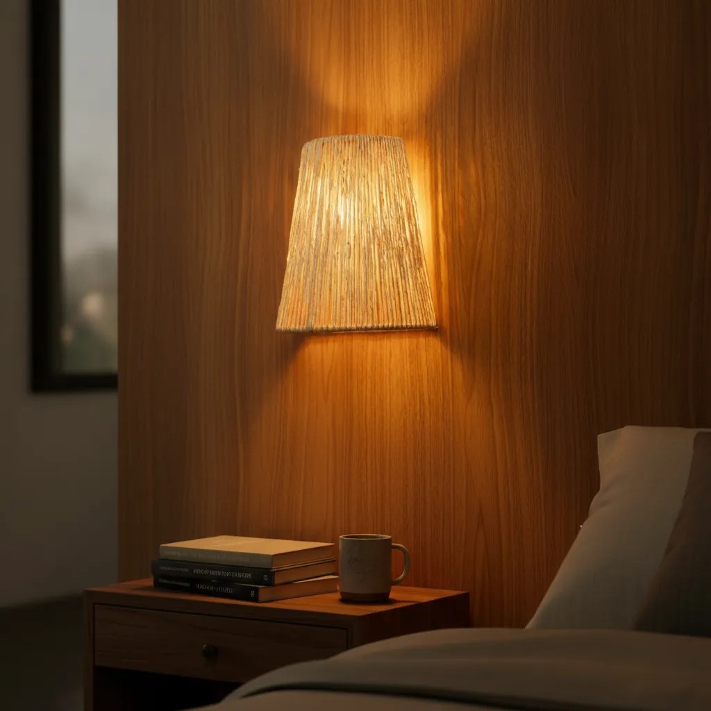 Arandela Interna Parede Luminaria Palha De Milho Rustica Decoração Elegante