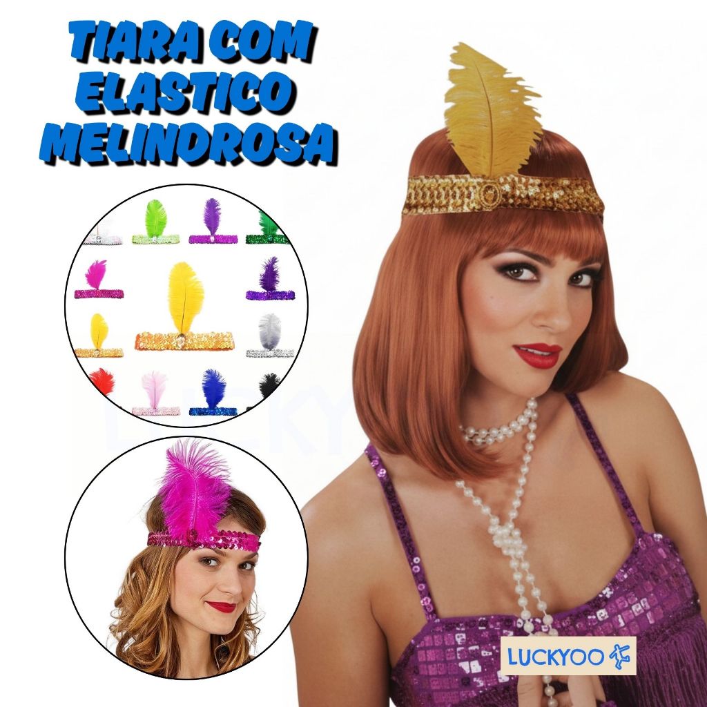 Acessório Melindrosa Flappers Cabaret Faixa Lantejoula Tiara com Elástico Fantasia Festa Diversas Cores