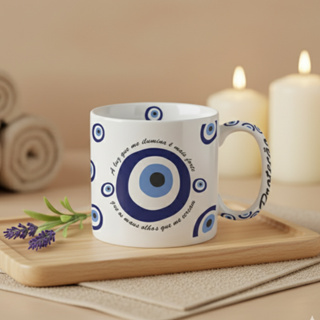 Caneca Bella 300ml Olho Grego Frase Luz Ilumina Força Proteção Mal Olhado Positividade Estampa Delicada Fofa em Oferta na Shopee
