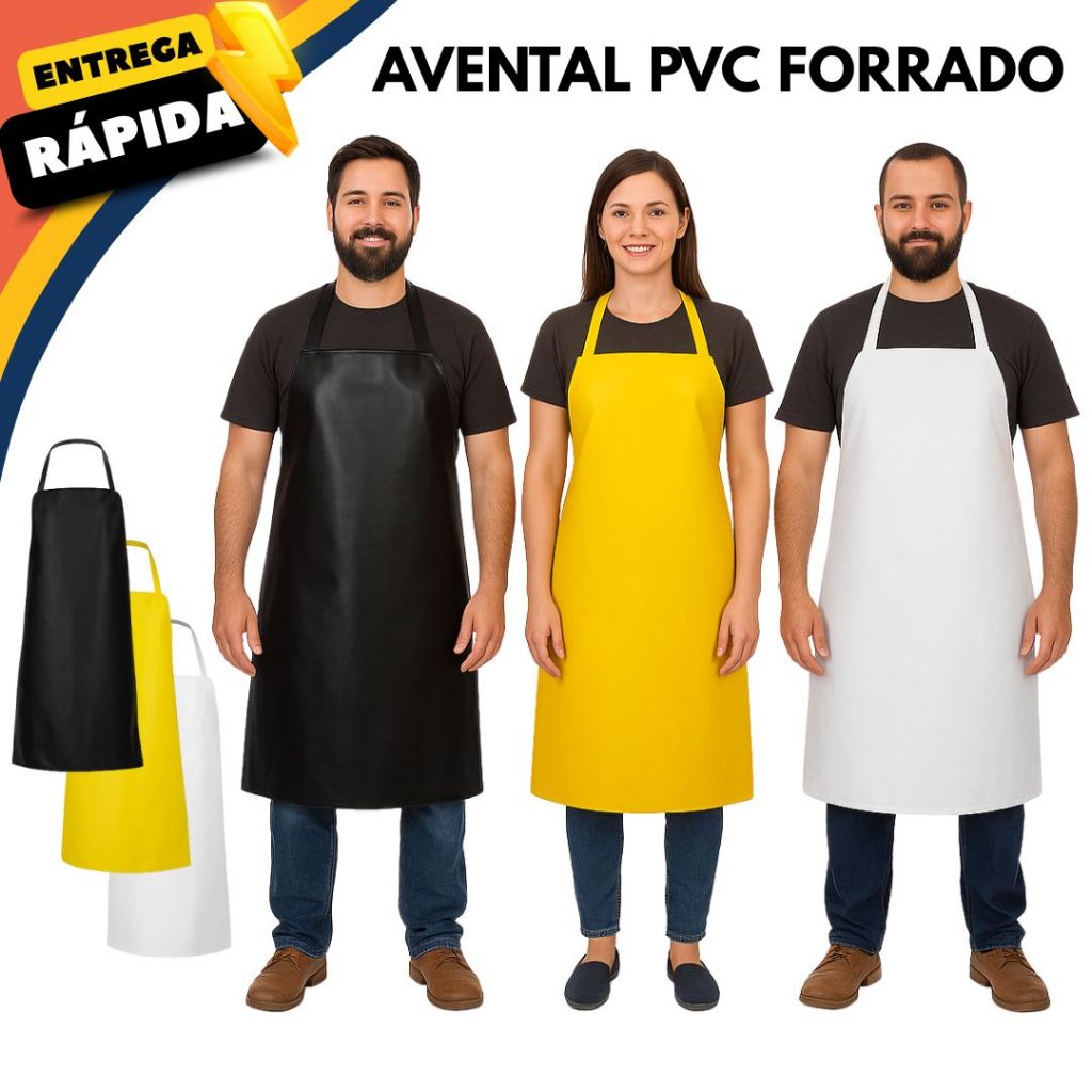Avental PVC Forrado Impermeável Segurança Cozinha Açougue Peixaria Engate Rápido em Oferta na Shopee