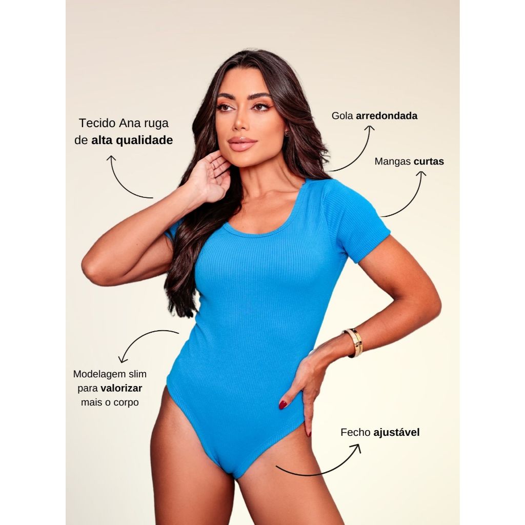Body Feminino em Anaruga | Manga Curta – Leve, Confortável & Perfeito para o Dia a Dia | ENVIO IMEDIATO