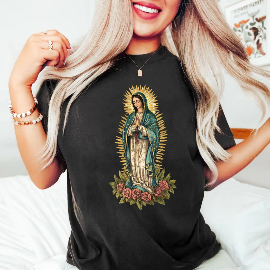 Camisa Camiseta Blusinha Feminina Nossa Senhora Confortavel 100% Algodão Estilosa Tendencia Casual