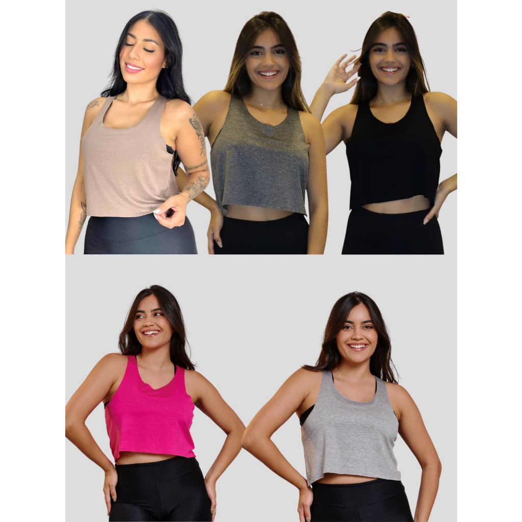 Kit 3 Cropped Regata Academia Fitness 10828 em Oferta na Shopee
