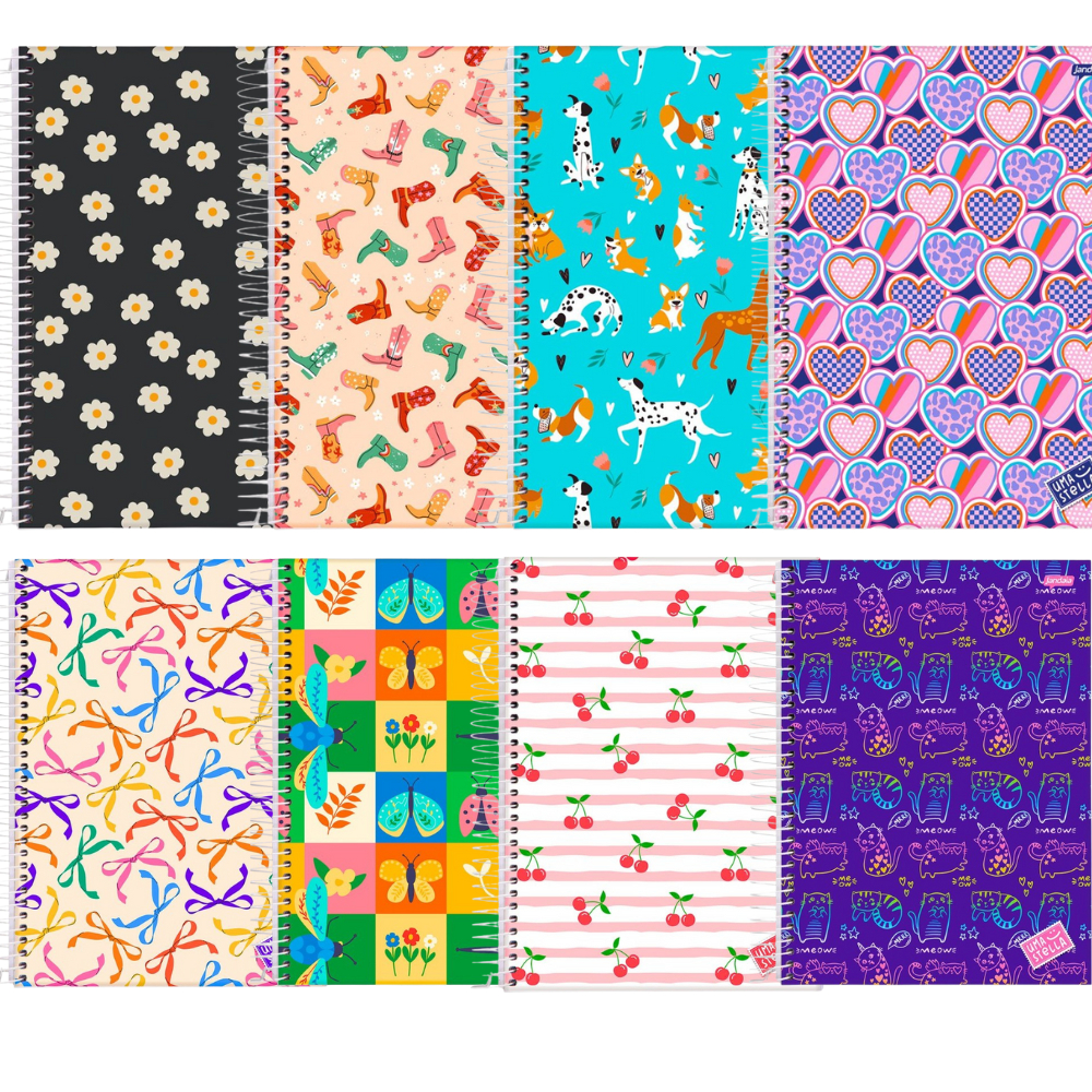 Kit com 4, 8 ou 10 Cadernos Espiral Capa Dura 1 Matéria – 80 Folhas Escolar em Oferta na Shopee