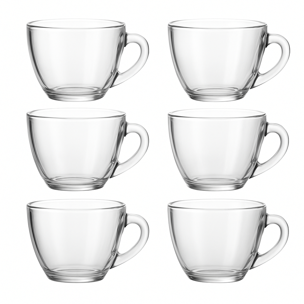 Jogo 6 Xícaras de Café Chá em Vidro Classic Transparente 90ml