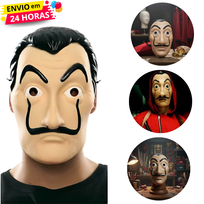 Máscara Salvador Dali Cosplay Série Fantasia Halloween Festas e Eventos