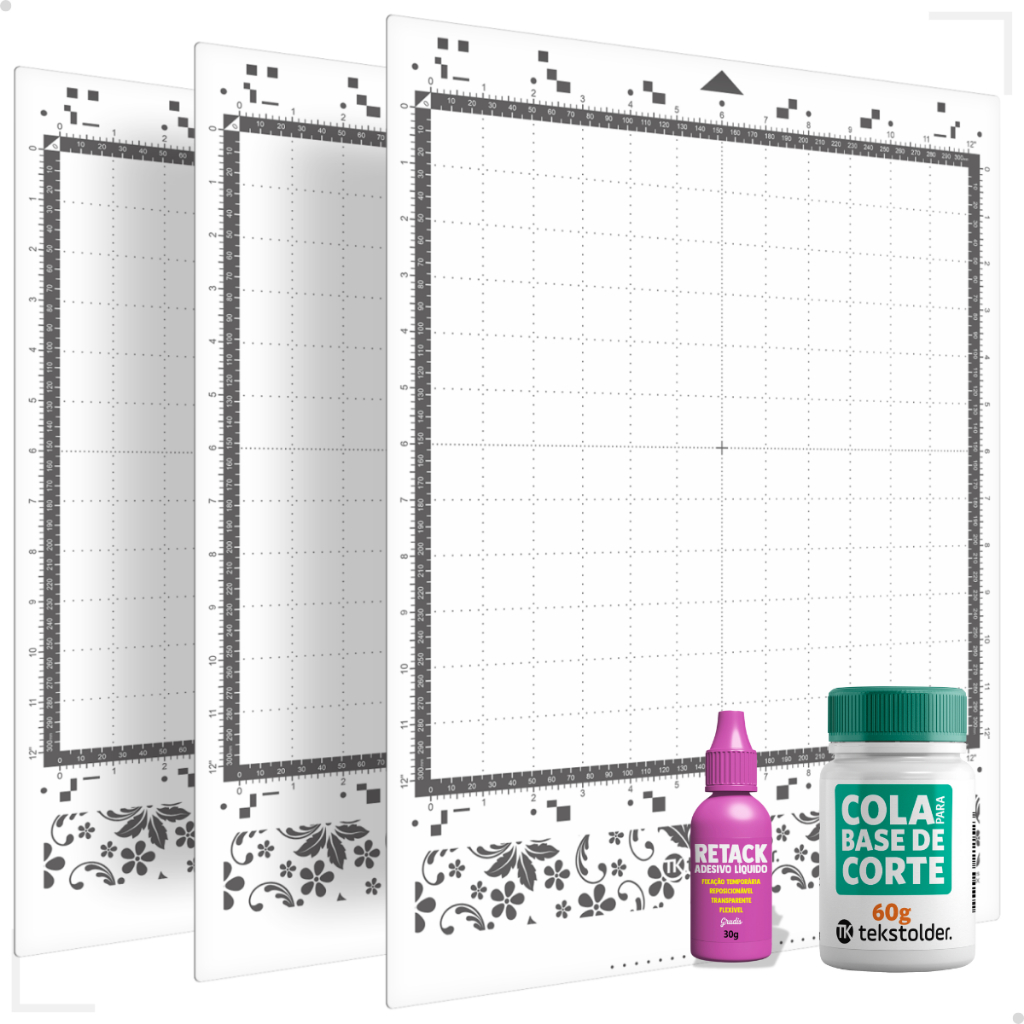 Kit Profissional Com 3 Base De Corte 30x30 Brother SDX Sem Cola + TK Cola 60g + Retack 30g