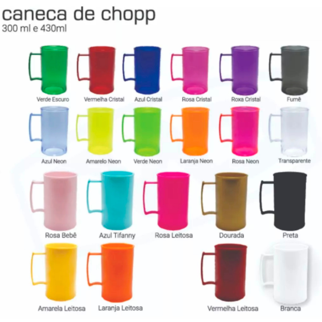 KIT 100 CANECAS DE CHOPP 300ml ACRILICAS PERSONALIZADAS em Oferta na Shopee