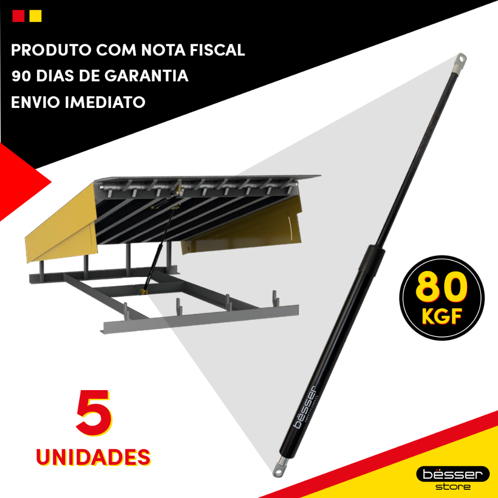 Kit Amortecedor A Gás Pistão Niveladora Doca 800n 5 Peças