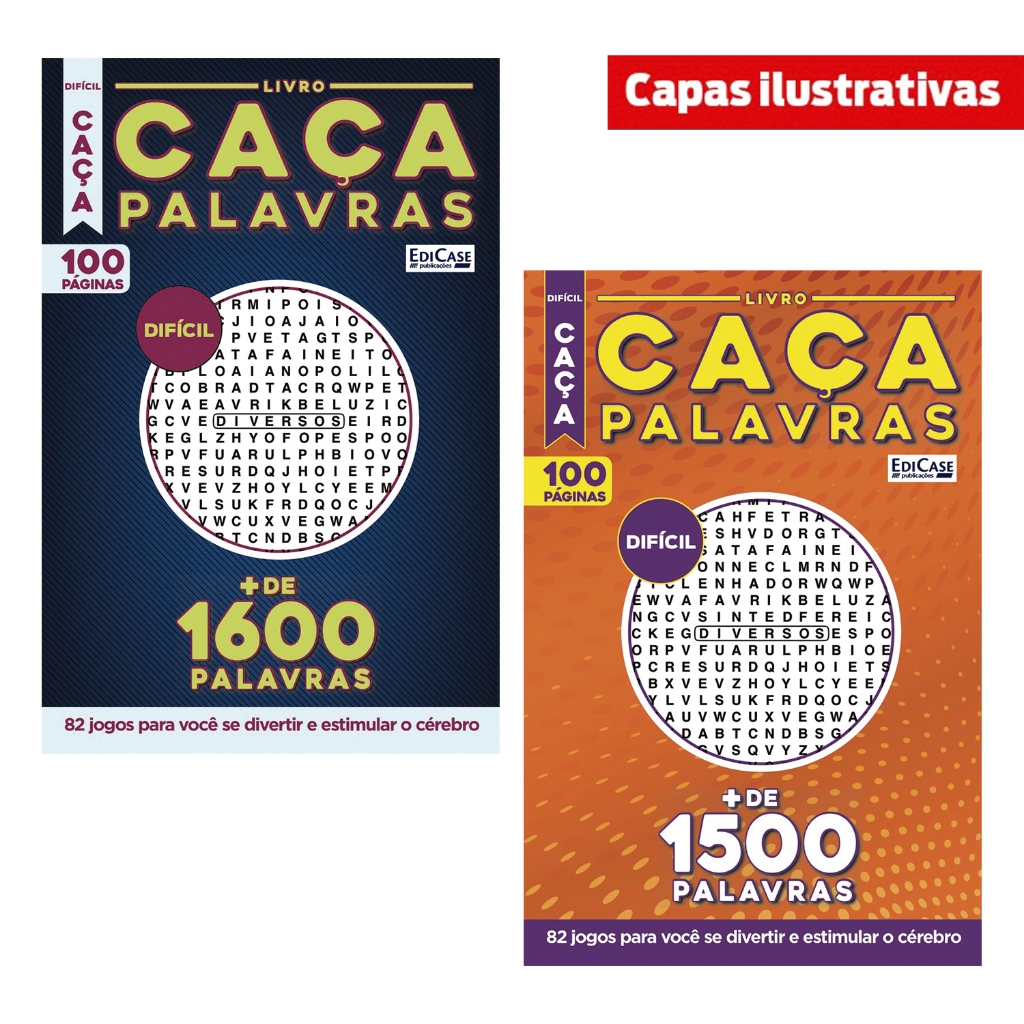 Kit 2 Livros Caça-Palavras Ed.01 - 200 págs. - Difícil