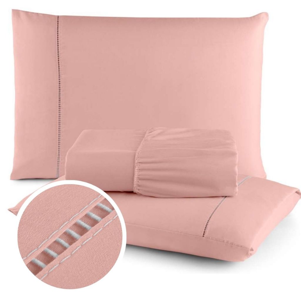 Kit Jogo de Lençol Cama Box Micropercal 400 fios Toque Macio com Fronhas Ponto Palito