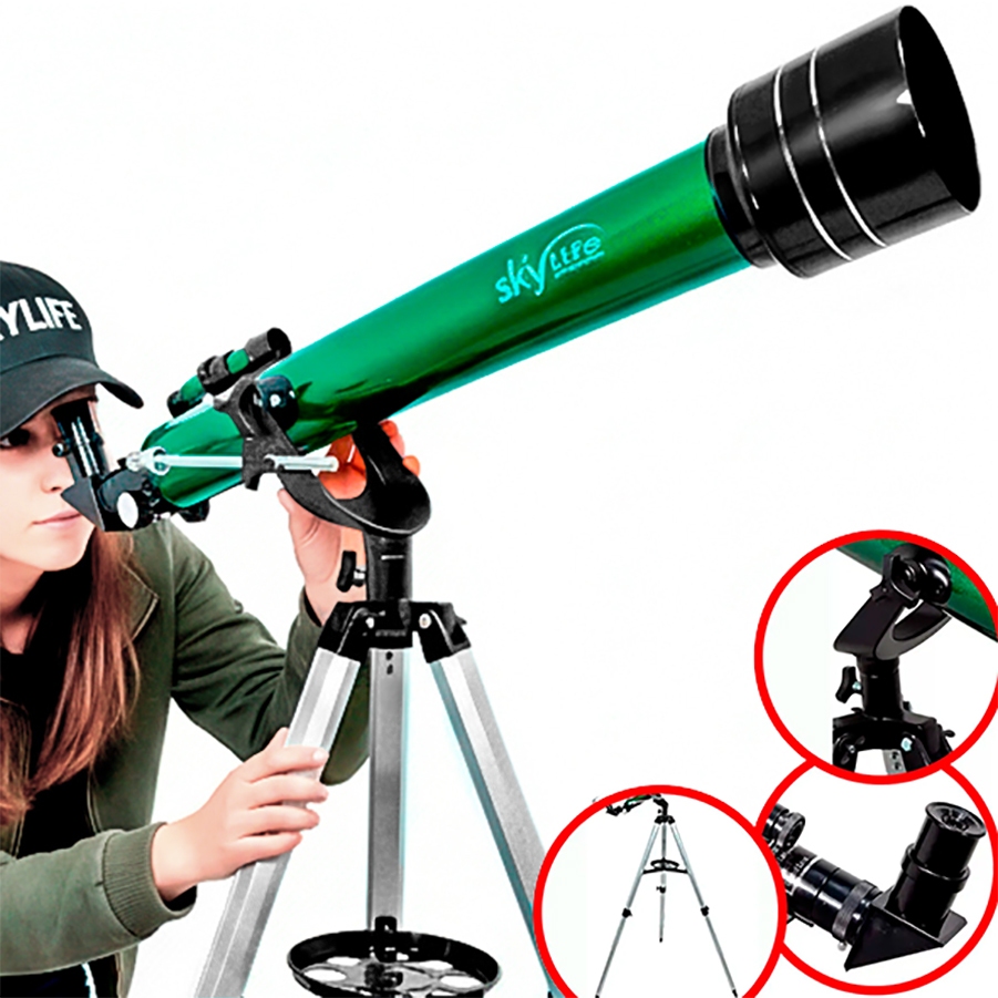 Telescópio Refrator Astronômico Skylife Gemini Azimutal com Montagem AZ2 Profissional