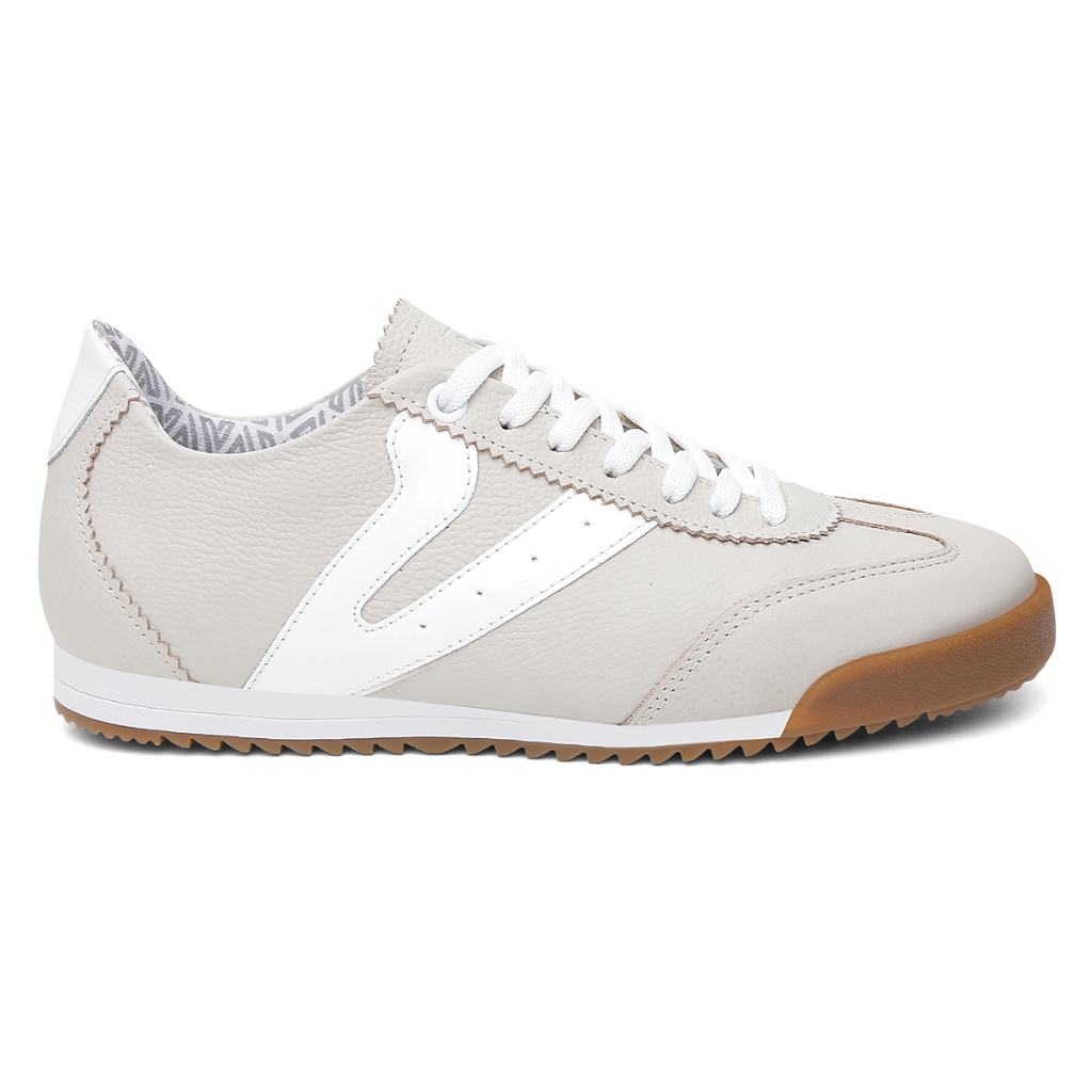 Tênis Feminino Vittal Couro Legítimo Naomi Casual Clássico Retrô Off White