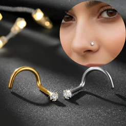 Piercing de Nariz Ponto de Luz Nostril Zircõnia Anti Alérgico Aço Cirúrgico