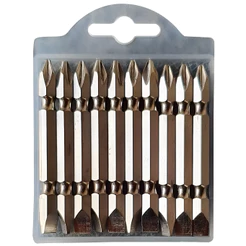10 Pontas Bits Dupla Philips E Fenda Profissional Para Parafusadeira 65mm Ph2+1/4 Oz