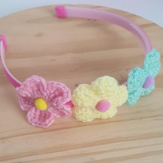 Laço tiara ou arquinho croche na fita colorido. em Oferta na Shopee