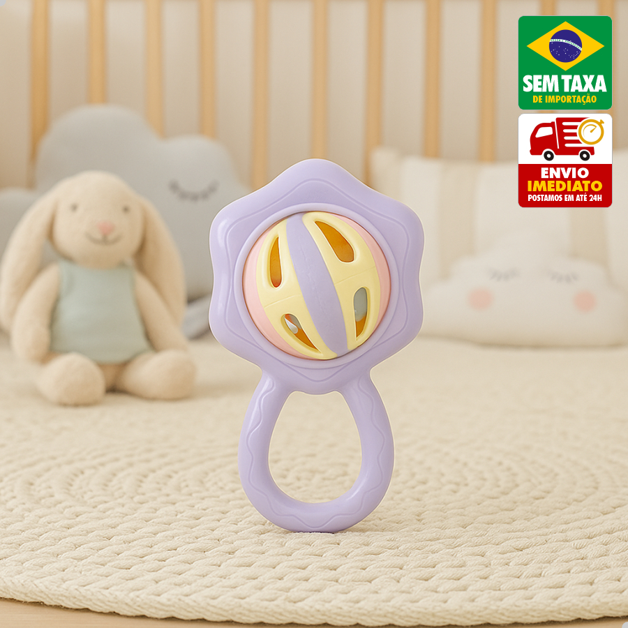 Chocalho Interativo Infantil 13cm Brinquedo Educativo para Bebê em Plástico Colorido TOY25029 em Oferta na Shopee