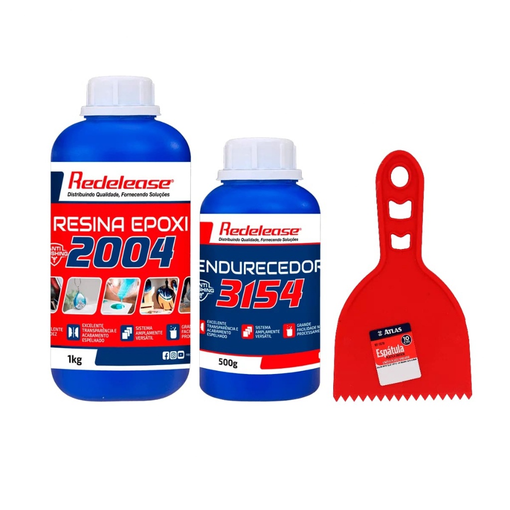 Kit Resina Epóxi 2004 Transparente de Baixa Viscosidade Redelease + Espátula Dentada