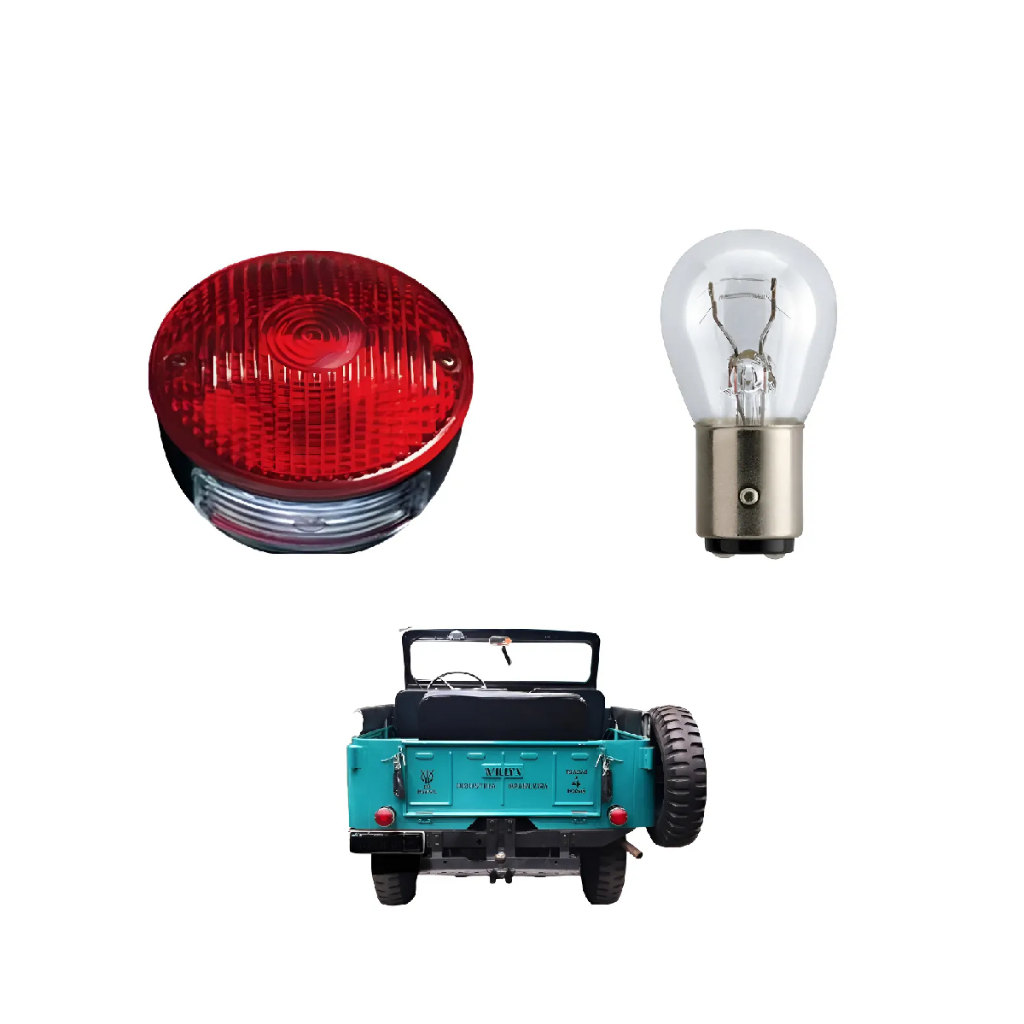 Lanterna Traseira Universal Jeep Rural Com Lampada Gf0151vm Ambos Lados Vermelho